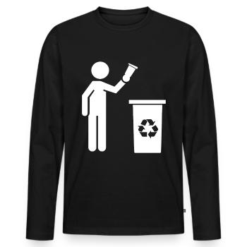 Anti détritus Pas de recyclage de l’environnement - T-shirt manches longues Premium bio Homme - noir - Devant - Nico (187cm)