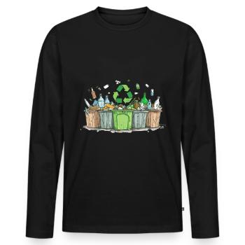 Anti Littering No Environment Recycle - Men's Premium Organic Long Sleeve Shirt - black - Front - Nico (187cm)