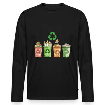 Anti détritus Pas d’environnement Recycler - T-shirt manches longues Premium bio Homme - noir - Devant - Nico (187cm)