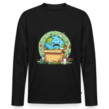 Anti détritus Pas de recyclage de l’environnement - T-shirt manches longues Premium bio Homme - noir - Devant - Nico (187cm)