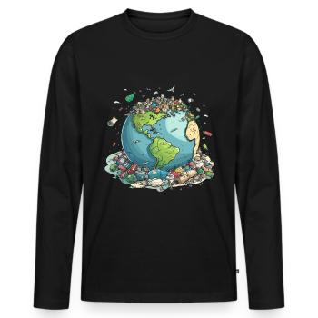 Anti Littering No Environment Recycle - Men's Premium Organic Long Sleeve Shirt - black - Front - Nico (187cm)