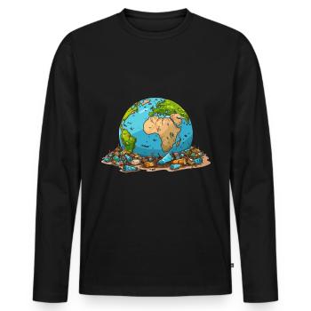 Anti Littering No Environment Recycle - Men's Premium Organic Long Sleeve Shirt - black - Front - Nico (187cm)
