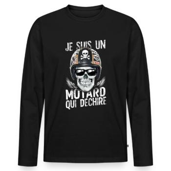 Je suis un motard qui déchire tête de mort fête - T-shirt manches longues Premium bio Homme - noir - Devant - Nico (187cm)
