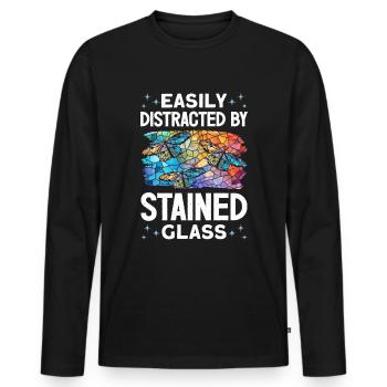 Funny Stained Glass Artist - Men's Premium Organic Long Sleeve Shirt - black - Front - Nico (187cm)