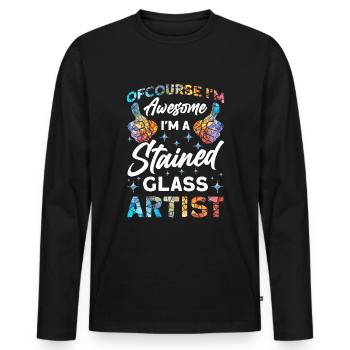 Lustiger Buntglas-künstler - Männer Premium Bio Langarmshirt - Schwarz - Vorne - Nico (187cm)