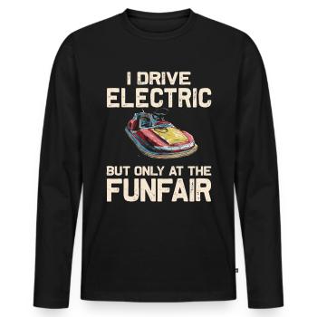Ich fahre Elektrisch Kirmes Autoscooter - Männer Premium Bio Langarmshirt - Schwarz - Vorne - Nico (187cm)