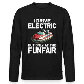 Ich fahre Elektrisch Kirmes Autoscooter - Männer Premium Bio Langarmshirt - Schwarz - Vorne - Nico (187cm)