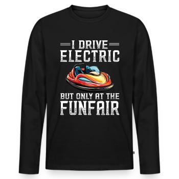 Ich fahre Elektrisch Kirmes Autoscooter - Männer Premium Bio Langarmshirt - Schwarz - Vorne - Nico (187cm)