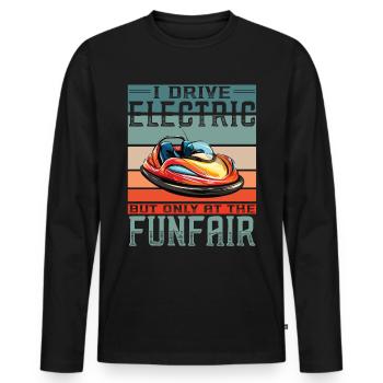 Ich fahre Elektrisch Kirmes Autoscooter - Männer Premium Bio Langarmshirt - Schwarz - Vorne - Nico (187cm)
