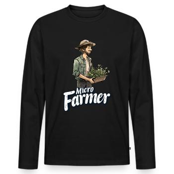 Microgreen Agriculture Gardening - Men's Premium Organic Long Sleeve Shirt - black - Front - Nico (187cm)
