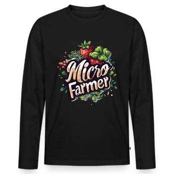 Microgreen Agriculture Gartenarbeit - Männer Premium Bio Langarmshirt - Schwarz - Vorne - Nico (187cm)