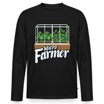 Microgreen Agriculture Gartenarbeit - Männer Premium Bio Langarmshirt - Schwarz - Vorne - Nico (187cm)