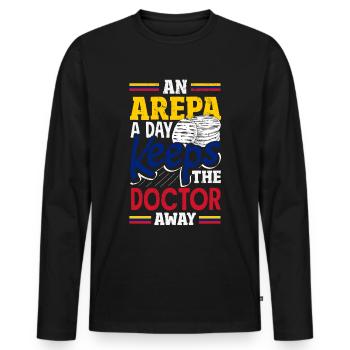 Arepas Colombien Venezuela Nourriture - T-shirt manches longues Premium bio Homme - noir - Devant - Nico (187cm)
