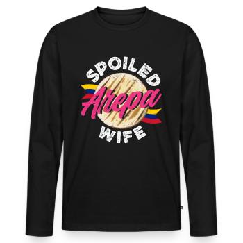 Arepas Colombien Venezuela Nourriture - T-shirt manches longues Premium bio Homme - noir - Devant - Nico (187cm)