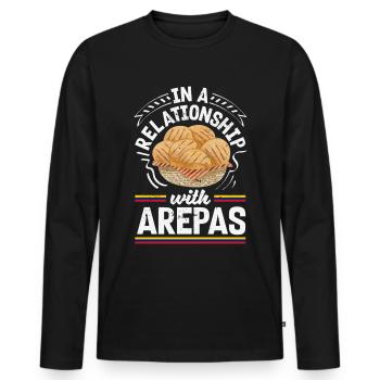 Arepas Kolumbianisch Venezoela Essen - Männer Premium Bio Langarmshirt - Schwarz - Vorne - Nico (187cm)