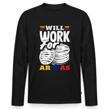 Arepas Colombien Venezuela Nourriture - T-shirt manches longues Premium bio Homme - noir - Devant - Nico (187cm)