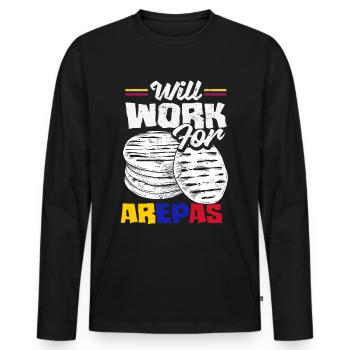 Arepas Colombien Venezuela Nourriture - T-shirt manches longues Premium bio Homme - noir - Devant - Nico (187cm)