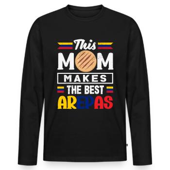 Arepas Kolumbianisch Venezoela Essen - Männer Premium Bio Langarmshirt - Schwarz - Vorne - Nico (187cm)