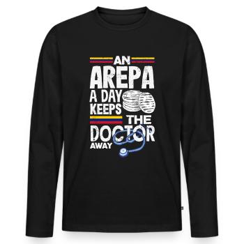 Arepas Colombien Venezuela Nourriture - T-shirt manches longues Premium bio Homme - noir - Devant - Nico (187cm)