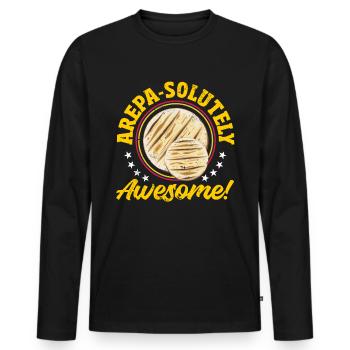 Arepas Kolumbianisch Venezoela Essen - Männer Premium Bio Langarmshirt - Schwarz - Vorne - Nico (187cm)