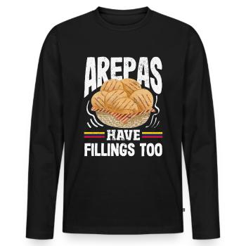 Arepas Colombien Venezuela Nourriture - T-shirt manches longues Premium bio Homme - noir - Devant - Nico (187cm)