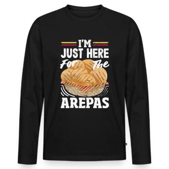 Arepas Kolumbianisch Venezoela Essen - Männer Premium Bio Langarmshirt - Schwarz - Vorne - Nico (187cm)