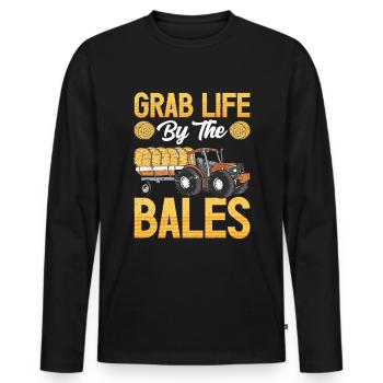 Arepas Colombien Venezoela Food - T-shirt manches longues Premium bio Homme - noir - Devant - Nico (187cm)