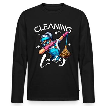 Putzfrau - Männer Premium Bio Langarmshirt - Schwarz - Vorne - Nico (187cm)