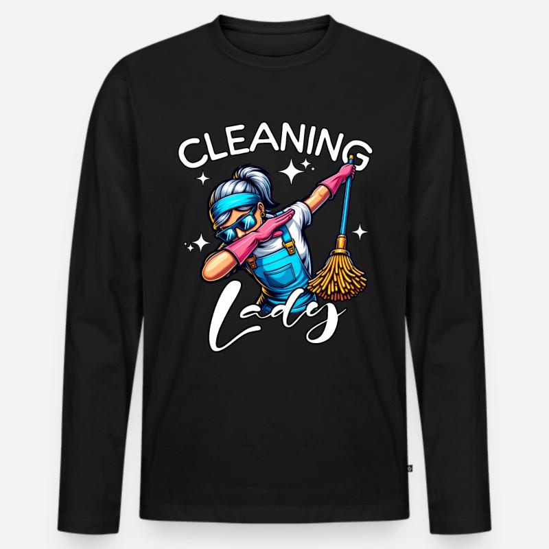 Putzfrau - Männer Premium Bio Langarmshirt - Schwarz