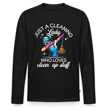 Putzfrau Reinigungskraft - Männer Premium Bio Langarmshirt - Schwarz - Vorne - Nico (187cm)