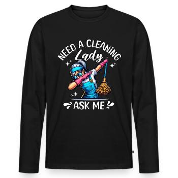 Putzfrau Reinigungskraft - Männer Premium Bio Langarmshirt - Schwarz - Vorne - Nico (187cm)
