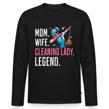 Cleaning lady mom cleaner - Men's Premium Organic Long Sleeve Shirt - black - Front - Nico (187cm)