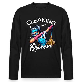 Putzfrau - Männer Premium Bio Langarmshirt - Schwarz - Vorne - Nico (187cm)
