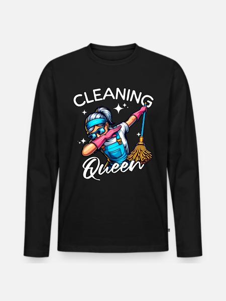 Putzfrau - Männer Premium Bio Langarmshirt - Schwarz