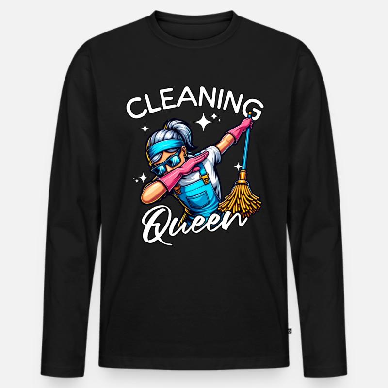 Putzfrau - Männer Premium Bio Langarmshirt - Schwarz