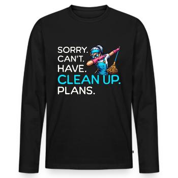 Cleaner - Men's Premium Organic Long Sleeve Shirt - black - Front - Nico (187cm)