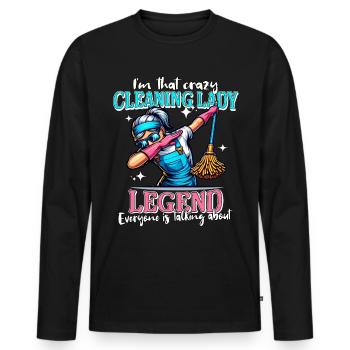 Femme de ménage Legend Femme de ménage - T-shirt manches longues Premium bio Homme - noir - Devant - Nico (187cm)