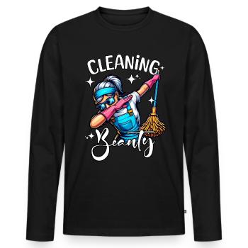 Putzfrau - Männer Premium Bio Langarmshirt - Schwarz - Vorne - Nico (187cm)