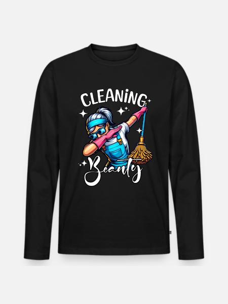 Putzfrau - Männer Premium Bio Langarmshirt - Schwarz