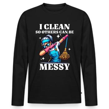 Cleaner - Men's Premium Organic Long Sleeve Shirt - black - Front - Nico (187cm)