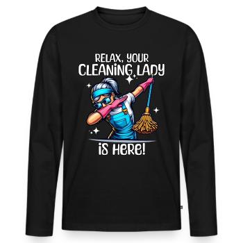 Cleaner - Men's Premium Organic Long Sleeve Shirt - black - Front - Nico (187cm)