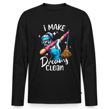 Femme de ménage - T-shirt manches longues Premium bio Homme - noir - Devant - Nico (187cm)