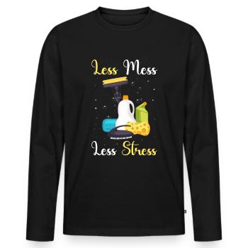 Femme de ménage - T-shirt manches longues Premium bio Homme - noir - Devant - Nico (187cm)