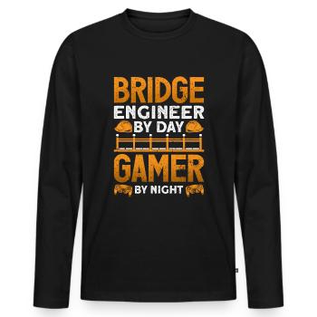 Bridge Construction and Bridge Engineer - Men's Premium Organic Long Sleeve Shirt - black - Front - Nico (187cm)