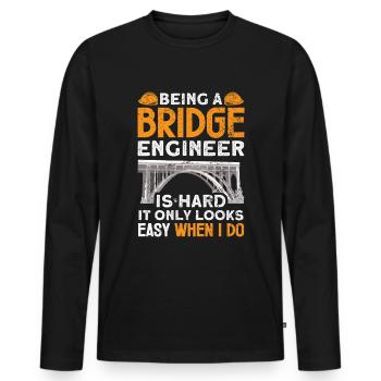 Bridge Construction and Bridge Engineer - Men's Premium Organic Long Sleeve Shirt - black - Front - Nico (187cm)