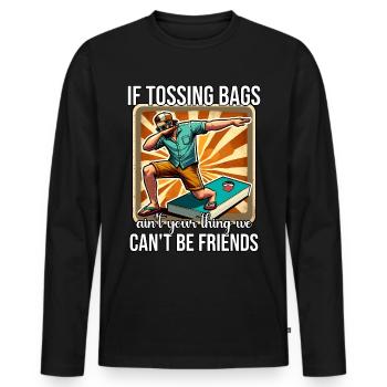 Cadeau de Cornhole - T-shirt manches longues Premium bio Homme - noir - Devant - Nico (187cm)