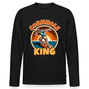 Cornhole King - Men's Premium Organic Long Sleeve Shirt - black - Front - Nico (187cm)