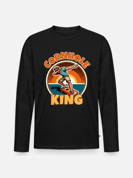 Cornhole King - Men's Premium Organic Long Sleeve Shirt - black