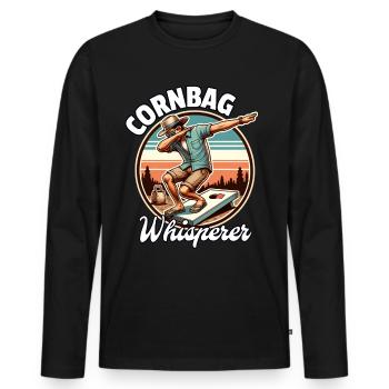 Cornhole Sac de maïs - T-shirt manches longues Premium bio Homme - noir - Devant - Nico (187cm)