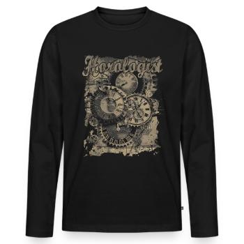 Horlogerie Signification Horloger - T-shirt manches longues Premium bio Homme - noir - Devant - Nico (187cm)